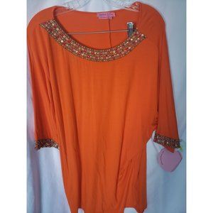 JOYOUS & FREE LADIES BLOUSE ORANGE MED NWT